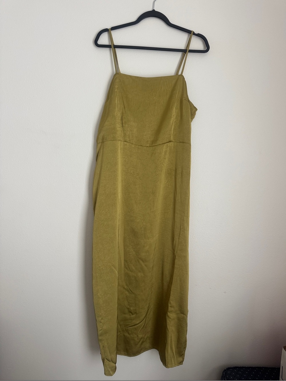 a new day Olive Green Satin Midi Slip Dress